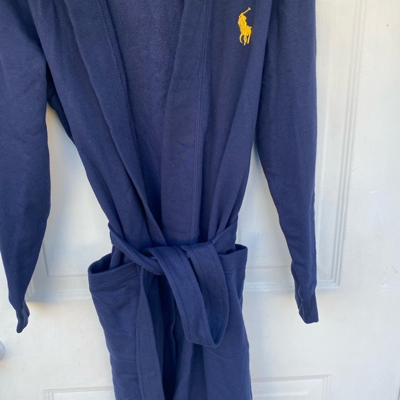 POLO RALPH LAUREN Navy Brushed Fleece Robe Size S/M - Picture 11 of 14